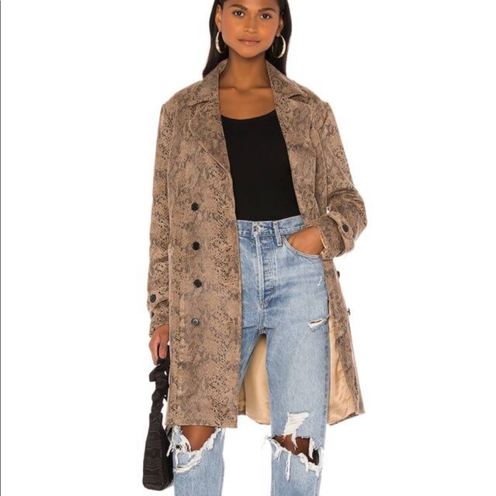 Majorelle faux snakeskin trench coat